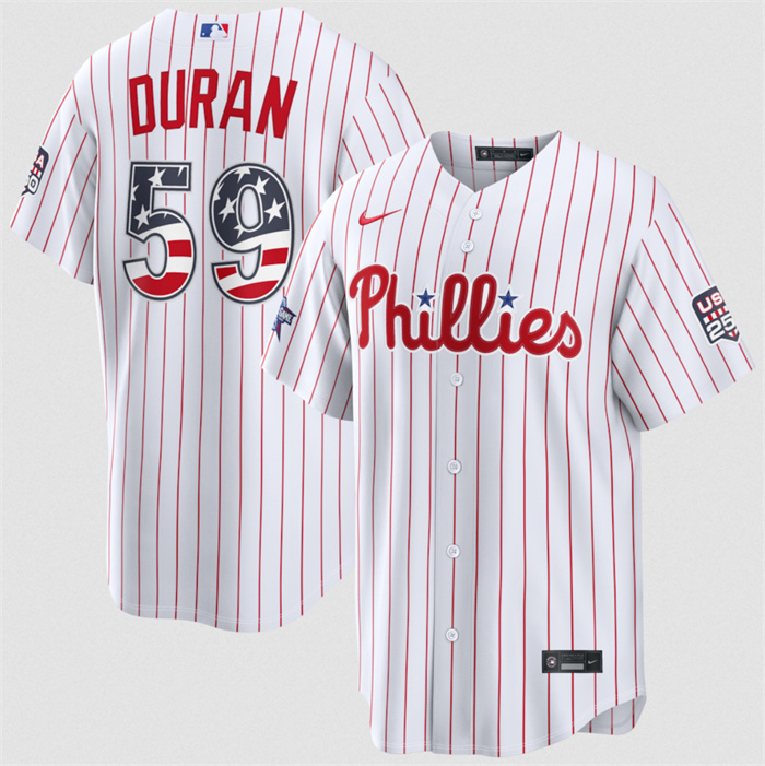 Men's Philadelphia Phillies #59 Jhoan Duran White 2026 All-Star Edition Stars & Stripes Stadium Pick-A-Player Stitched Baseball Jersey Men's Philadelphia Phillies #59 Jhoan Duran White 2026 All-Star Edition Stars & Stripes Stadium Pick-A-Player Stitched Baseball Jersey
