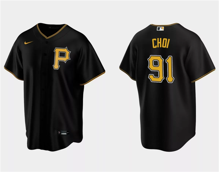 Men's Pittsburgh Pirates #91 Ji Man Choi Black Cool Base Stitched Baseball Jersey Men's Pittsburgh Pirates #91 Ji Man Choi Black Cool Base Stitched Baseball Jersey