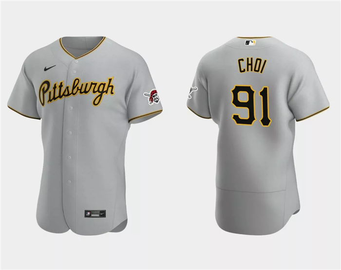 Men's Pittsburgh Pirates #91 Ji Man Choi Grey Flex Base Stitched Baseball Jersey Men's Pittsburgh Pirates #91 Ji Man Choi Grey Flex Base Stitched Baseball Jersey