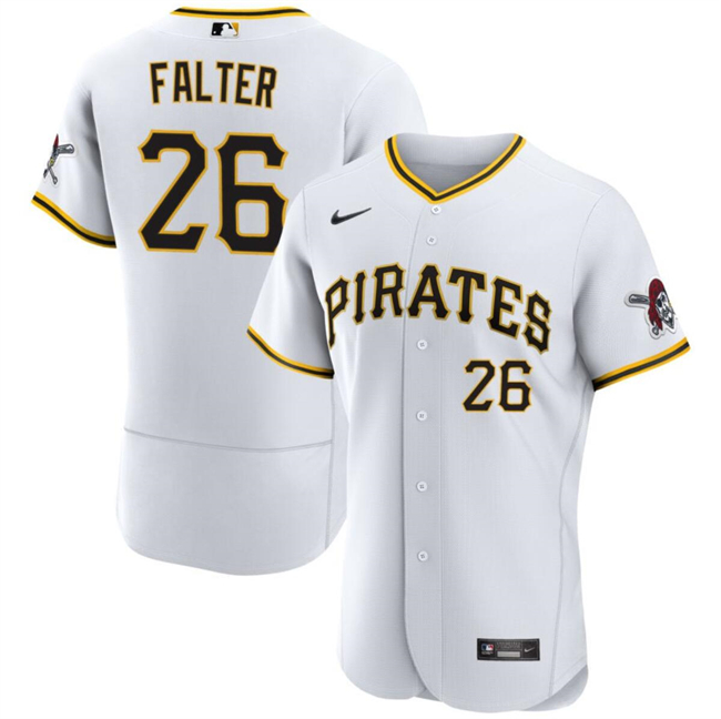 Men's Pittsburgh Pirates #26 Bailey Falter White Flex Base Stitched Baseball Jersey Men's Pittsburgh Pirates #26 Bailey Falter White Flex Base Stitched Baseball Jersey