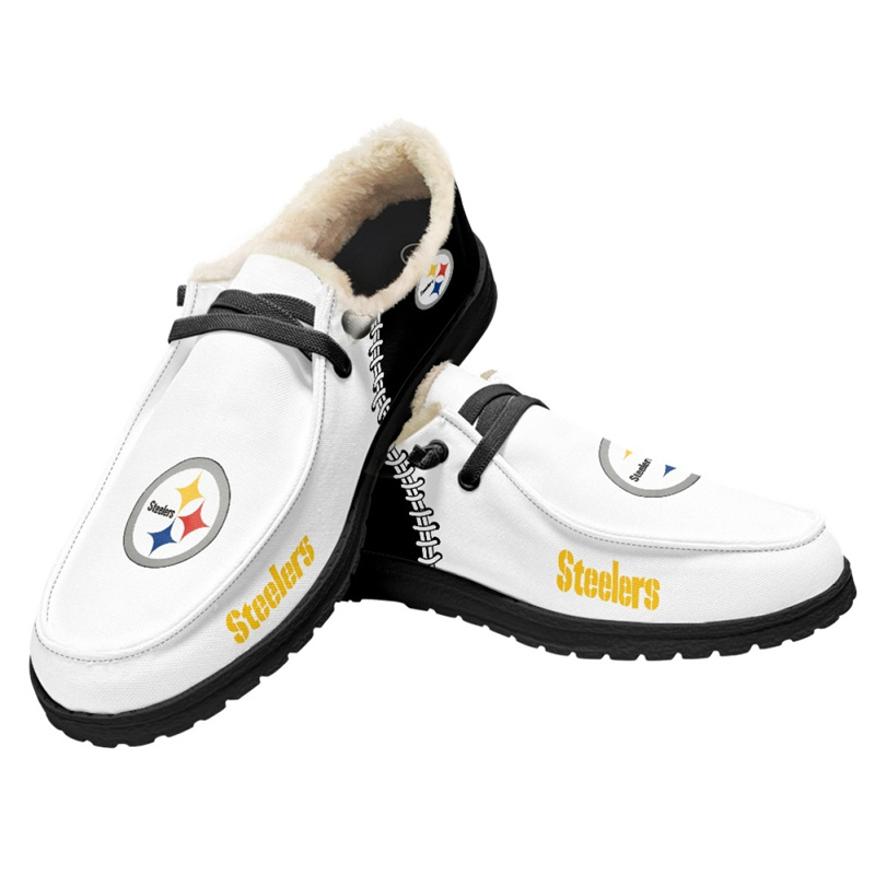 Men's Pittsburgh Steelers Loafers Lace Up Fuzzy Lined Shoes 001 (Pls check description for details)