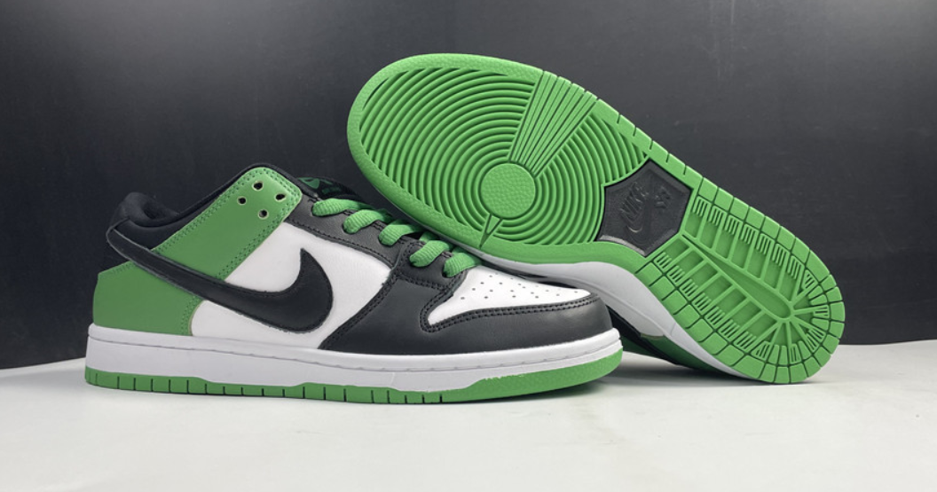 Men's Dunk Low SB White/Green/Black Shoes 065 Men's Dunk Low SB White/Green/Black Shoes 065