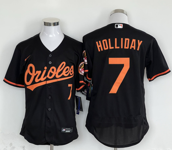 Men's Baltimore Orioles #7 Jackson Holliday Black Flex Base Stitched Baseball Jersey Men's Baltimore Orioles #7 Jackson Holliday Black Flex Base Stitched Baseball Jersey