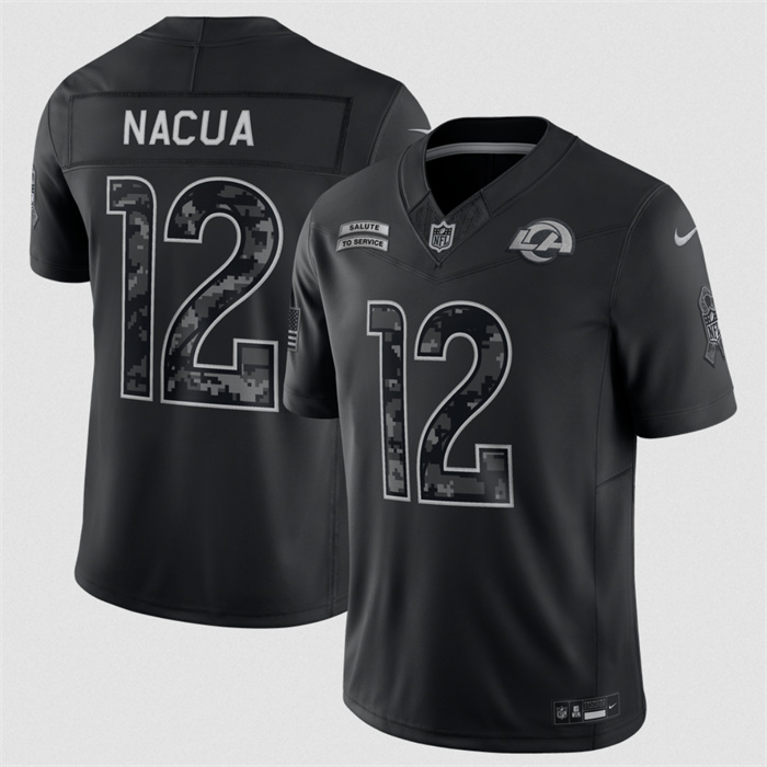 Youth Los Angeles Rams #12 Puka Nacua Black 2026 Salute to Service Limited Stitched Football Jersey(Run Small)