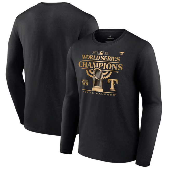 Men's Texas Rangers Black 2023 World Series Champions Parade Long Sleeve T-Shirt Men's Texas Rangers Black 2023 World Series Champions Parade Long Sleeve T-Shirt
