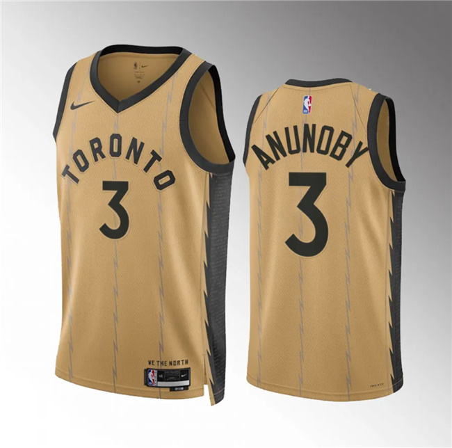 Men's Toronto Raptors #3 O.G. Anunoby Gold 2023/24 City Edition Stitched Basketball Jersey Men's Toronto Raptors #3 O.G. Anunoby Gold 2023/24 City Edition Stitched Basketball Jersey