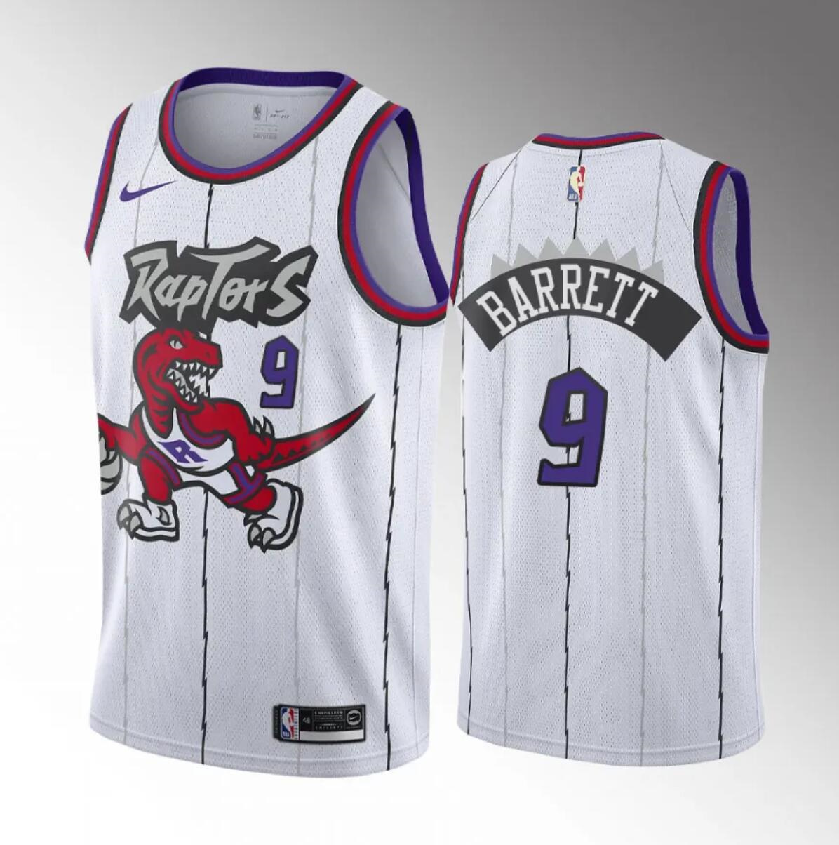 Men's Toronto Raptors #9 RJ Barrett White Classic Edition Stitched Basketball Jersey Men's Toronto Raptors #9 RJ Barrett White Classic Edition Stitched Basketball Jersey