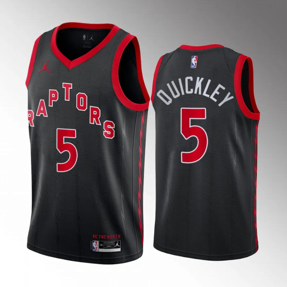 Men's Toronto Raptors #5 Immanuel Quickley Black Statement Edition Stitched Basketball Jersey Men's Toronto Raptors #5 Immanuel Quickley Black Statement Edition Stitched Basketball Jersey