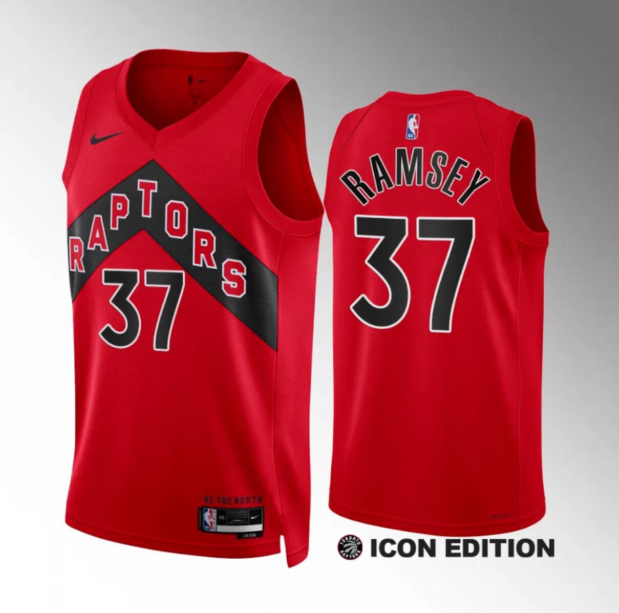 Men's Toronto Raptors #37 Jahmi'us Ramsey Red Icon Edition Stitched Basketball Jersey Men's Toronto Raptors #37 Jahmi'us Ramsey Red Icon Edition Stitched Basketball Jersey