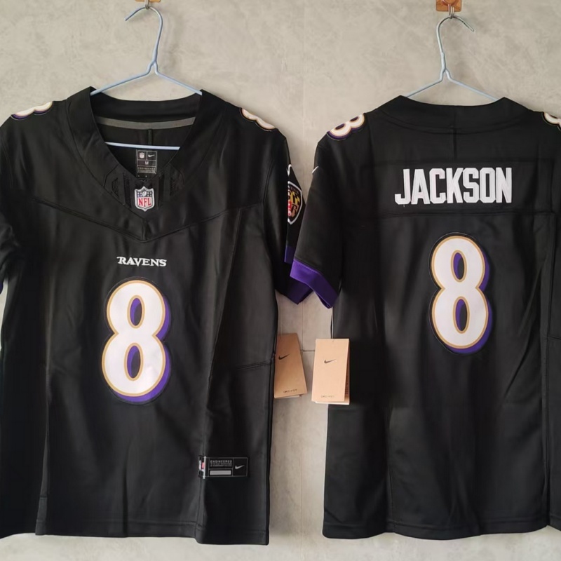 Women's Baltimore Ravens #8 Lamar Jackson Black Vapor Football Jersey(Run Small)
