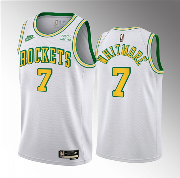 Men's Houston Rockets #7 Cam Whitmore White 2023 Draft Classic Edition Stitched Basketball Jersey Men's Houston Rockets #7 Cam Whitmore White 2023 Draft Classic Edition Stitched Basketball Jersey