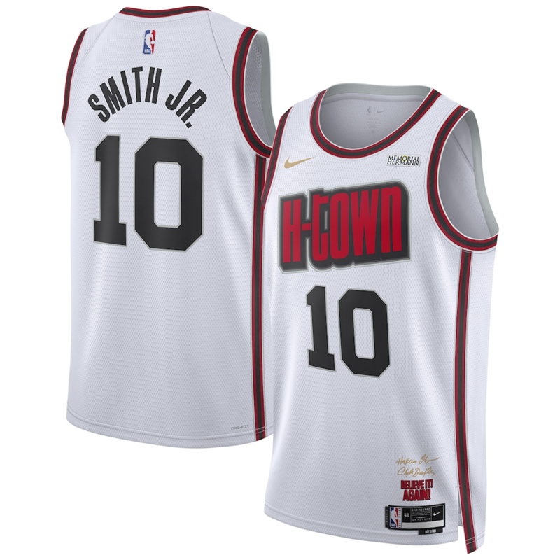 Men's Houston Rockets #10 Jabari Smith Jr. White 2024/25 City Edition Stitched Jersey Men's Houston Rockets #10 Jabari Smith Jr. White 2024/25 City Edition Stitched Jersey