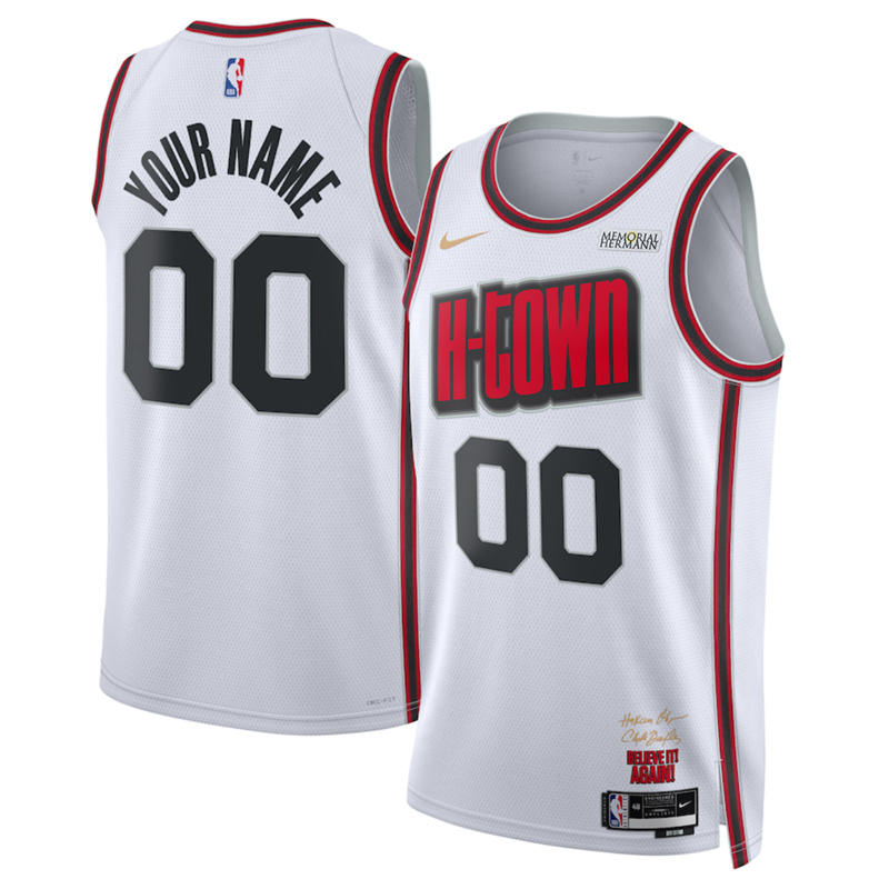 Men's Houston Rockets Actiive Player Custom White 2024/25 City Edition Stitched Jersey Men's Houston Rockets Actiive Player Custom White 2024/25 City Edition Stitched Jersey