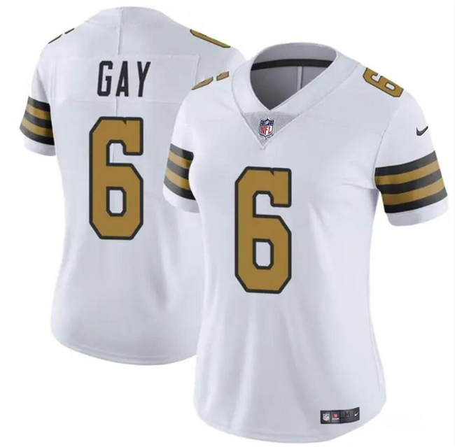 Women's New Orleans Saints #6 Willie Gay White Color Rush Stitched Game Jersey(Run Small) Women's New Orleans Saints #6 Willie Gay White Color Rush Stitched Game Jersey(Run Small)