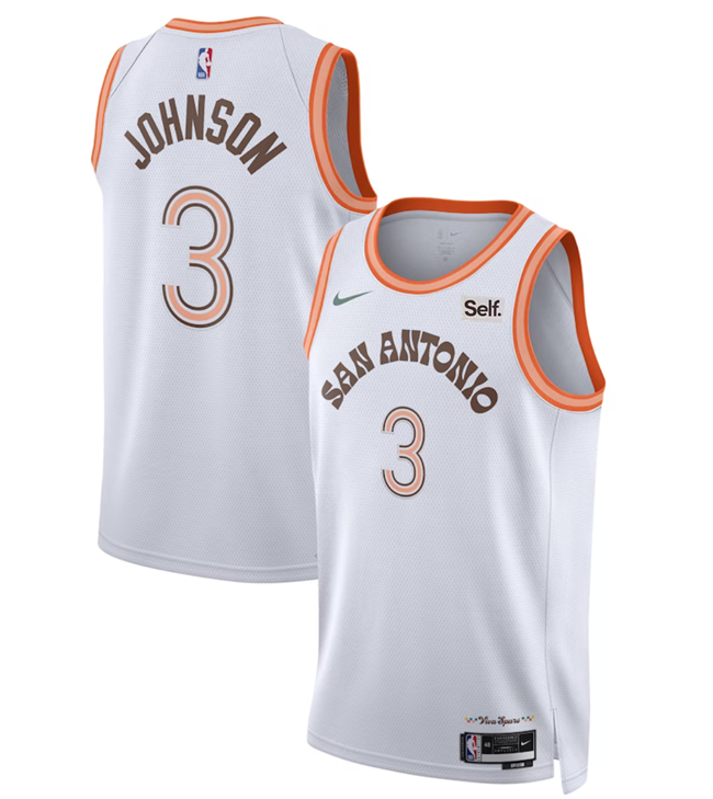 Men's San Antonio Spurs #3 Keldon Johnson White 20233/24 City Edition Stitched Basketball Jersey Men's San Antonio Spurs #3 Keldon Johnson White 20233/24 City Edition Stitched Basketball Jersey