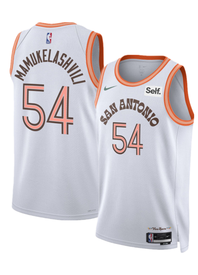 Men's San Antonio Spurs #54 Sandro Mamukelashvili White 2023/24 City Edition Stitched Basketball Jersey Men's San Antonio Spurs #54 Sandro Mamukelashvili White 2023/24 City Edition Stitched Basketball Jersey