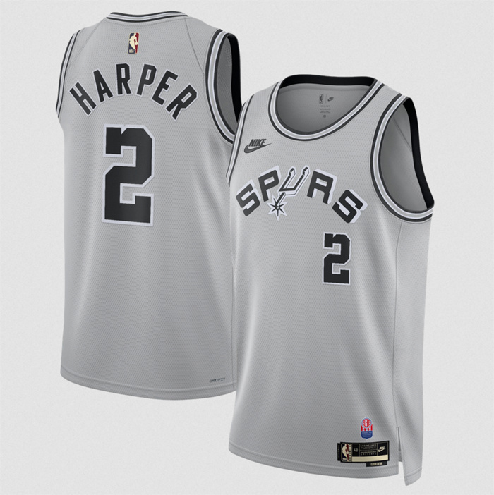 Men's San Antonio Spurs #2 Dylan Harper Silver 2026/27 Classic Edition Stitched Basketball Jersey