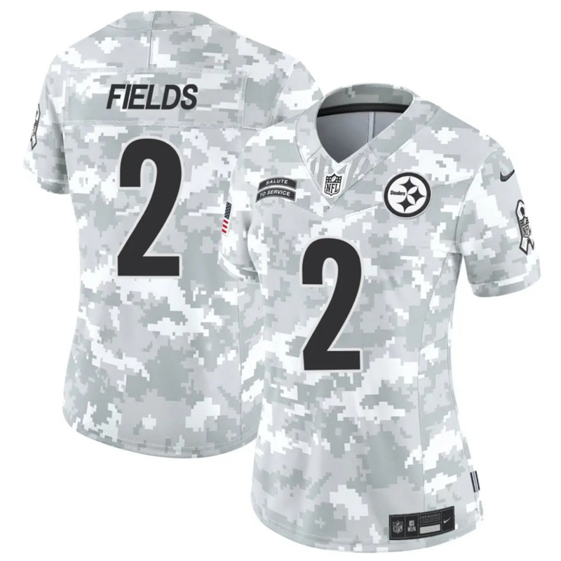 Women's Pittsburgh Steelers #2 Justin Fields 2024 F.U.S.E Arctic Camo Salute to Service Limited Stitched Football Jersey(Run Small) Women's Pittsburgh Steelers #2 Justin Fields 2024 F.U.S.E Arctic Camo Salute to Service Limited Stitched Football Jersey(Run Small)