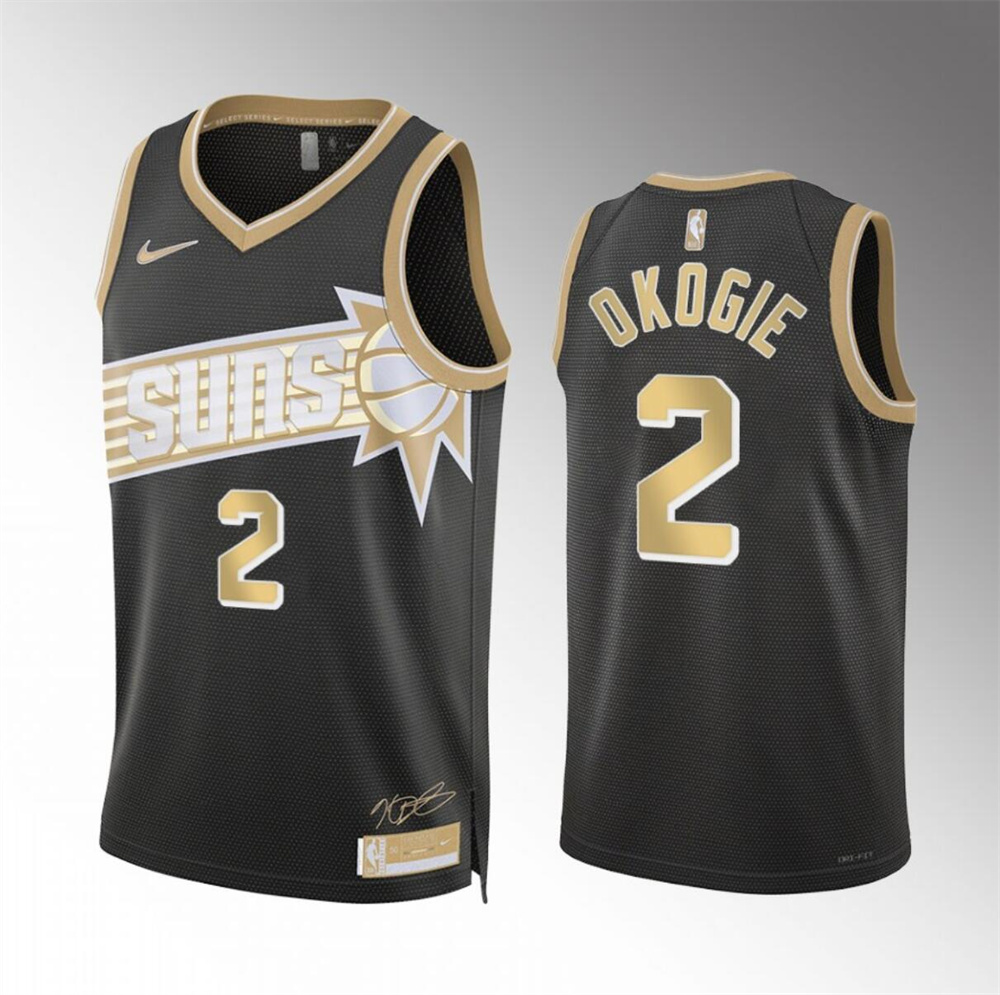 Men's Phoenix Suns #2 Josh Okogie Black 2024 Select Series Stitched Basketball Jersey Men's Phoenix Suns #2 Josh Okogie Black 2024 Select Series Stitched Basketball Jersey