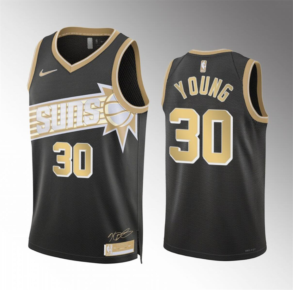 Men's Phoenix Suns #30 Thaddeus Young Black 2024 Select Series Stitched Basketball Jersey Men's Phoenix Suns #30 Thaddeus Young Black 2024 Select Series Stitched Basketball Jersey