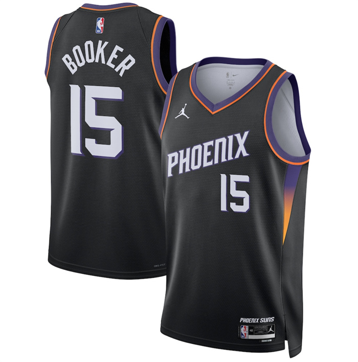 Men's Phoenix Suns #15 Devin Booker Black 2026 Statement Edition Stitched Basketball Jersey