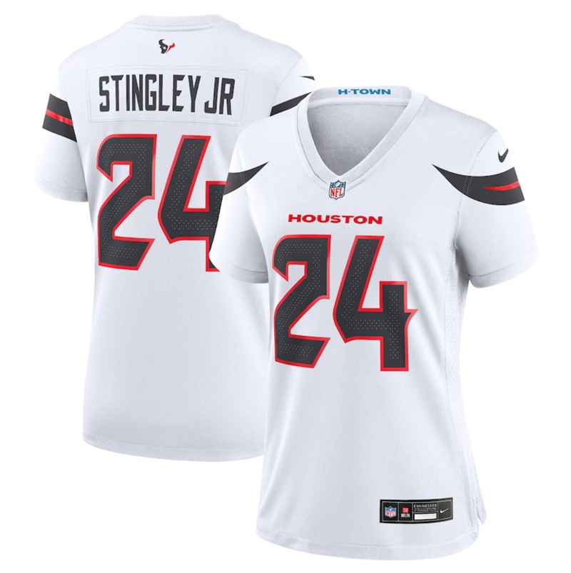 Women's Houston Texans #24 Derek Stingley Jr. White 2024 Stitched Jersey (Run Small) Women's Houston Texans #24 Derek Stingley Jr. White 2024 Stitched Jersey (Run Small)