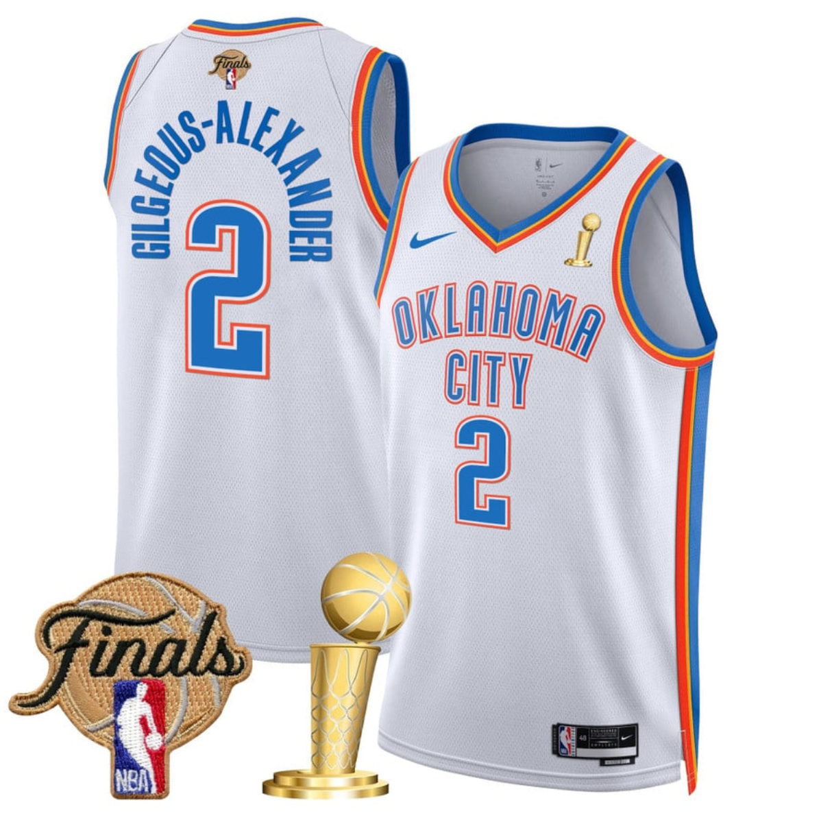 Men's Oklahoma City Thunder #2 Shai Gilgeous-Alexander White 2025 Finals Champions Association Edition Stitched Basketball Jersey