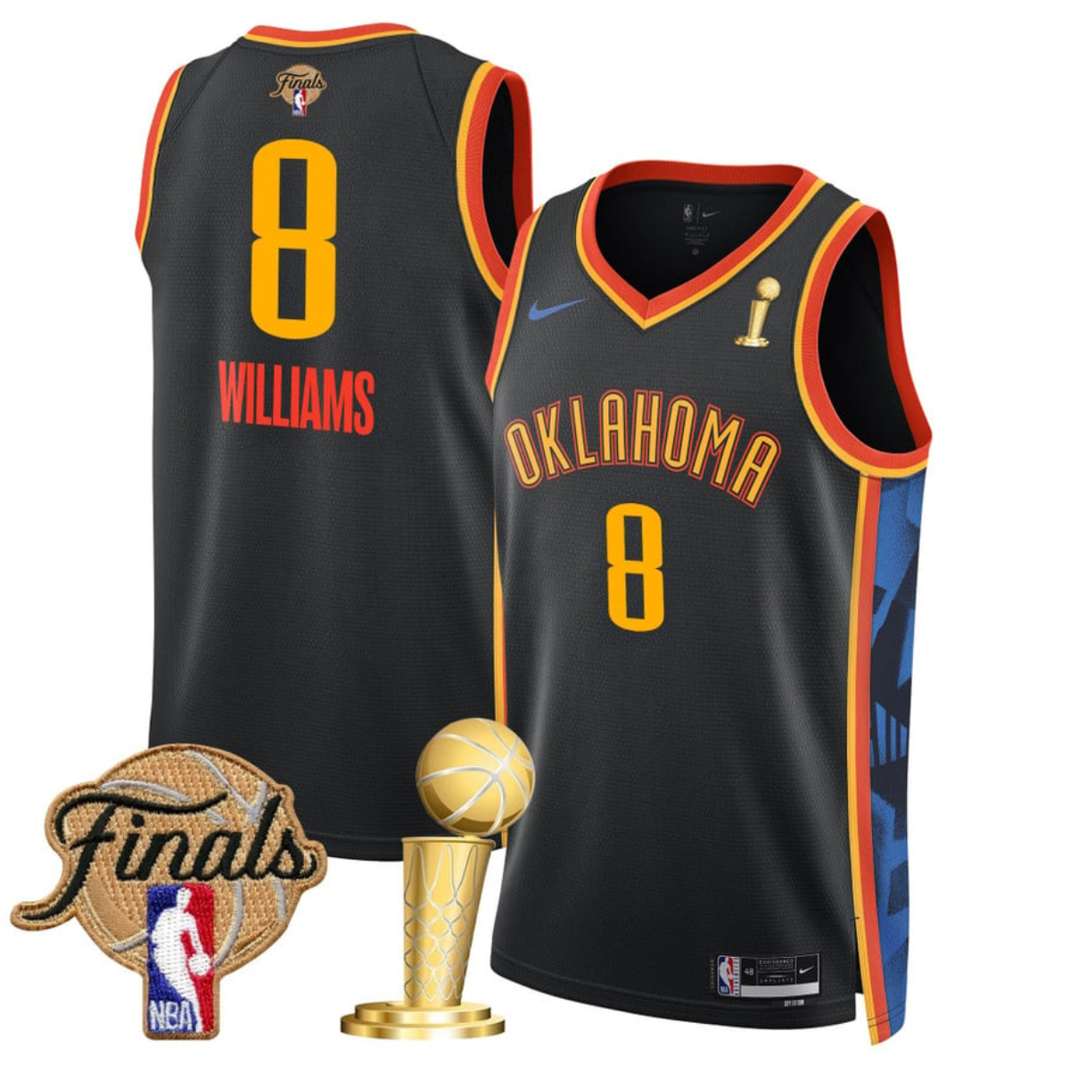 Men's Oklahoma City Thunder #8 Jalen Williams Black 2025 Finals Champions City Edition Stitched Basketball Jersey