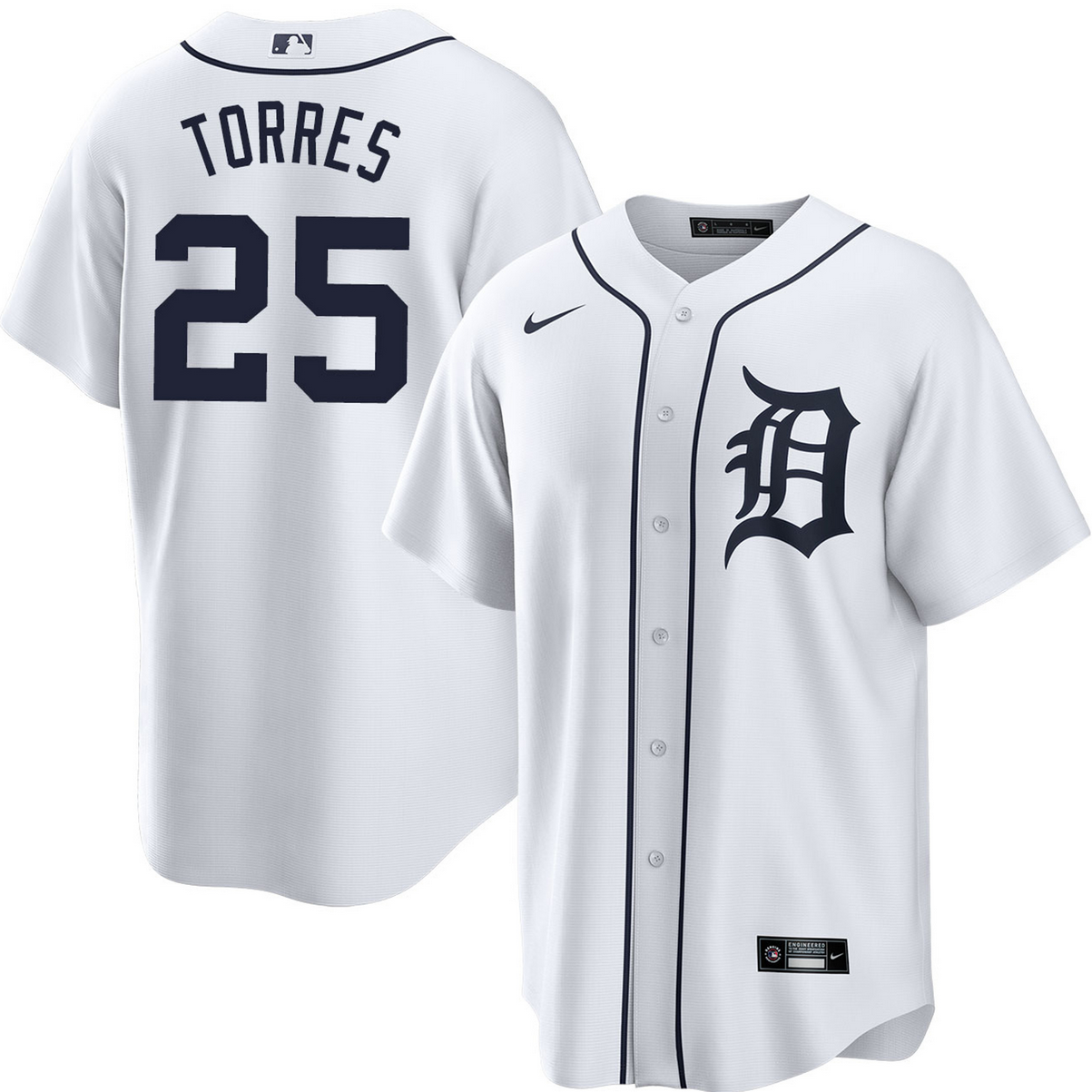 Men's Detroit Tigers #25 Gleyber Torres White Cool Base Stitched Baseball Jersey Men's Detroit Tigers #25 Gleyber Torres White Cool Base Stitched Baseball Jersey