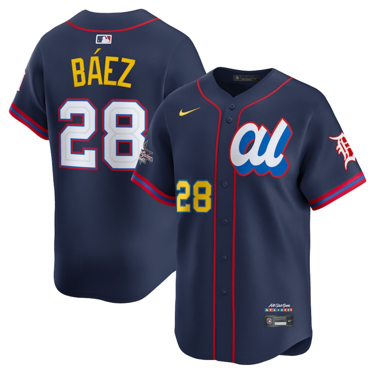 Men's American League #28 Javier Báez Navy 2025 All-Star Edition Limited Stitched Baseball Jersey