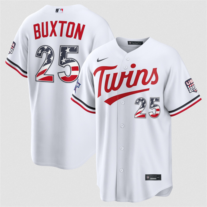Men's Minnesota Twins #25 Byron Buxton White 2026 All-Star Edition Stars & Stripes Stadium Pick-A-Player Stitched Baseball Jersey