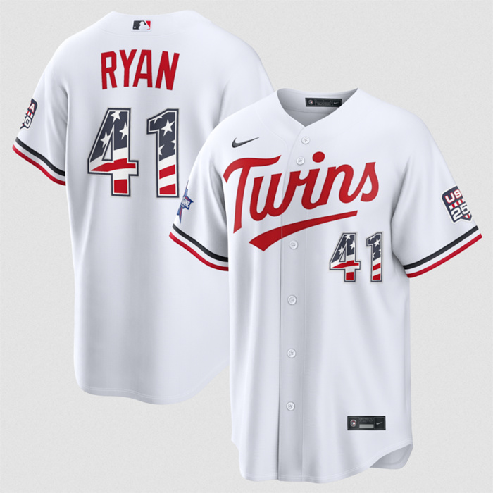 Men's Minnesota Twins #41 Joe Ryan White 2026 All-Star Edition Stars & Stripes Stadium Pick-A-Player Stitched Baseball Jersey