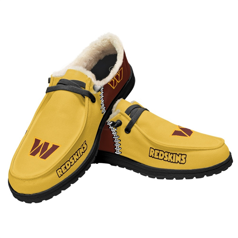 Men's Washington Commanders Loafers Lace Up Fuzzy Lined Shoes 001 (Pls check description for details)