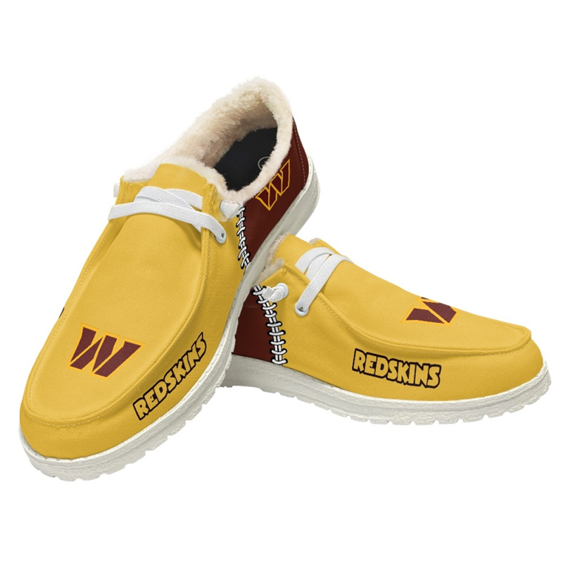 Men's Washington Commanders Loafers Lace Up Fuzzy Lined Shoes 002 (Pls check description for details)