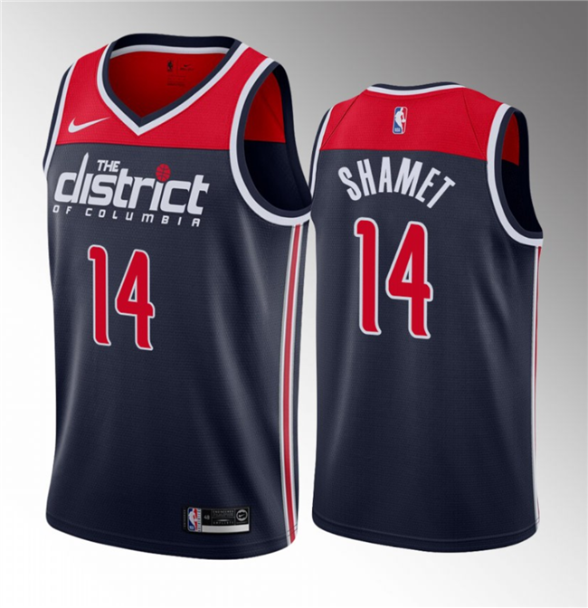 Men's Washington Wizards #14 Landry Shamet Navy Statement Edition Stitched Jersey Men's Washington Wizards #14 Landry Shamet Navy Statement Edition Stitched Jersey