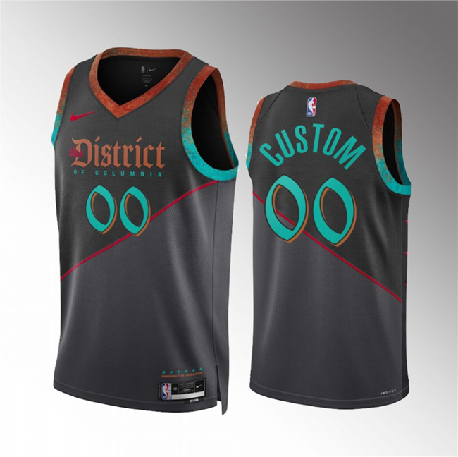 Men's Washington Wizards Active Player Custom Black 2023/24 City Edition Stitched Basketball Jersey Men's Washington Wizards Active Player Custom Black 2023/24 City Edition Stitched Basketball Jersey