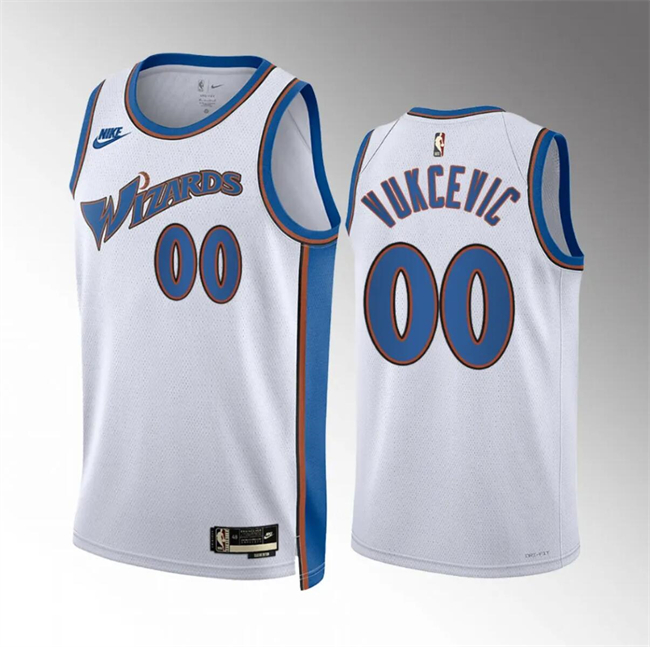 Men's Washington Wizards #00 Tristan Vukcevic White Classic Edition Stitched Basketball Jersey Men's Washington Wizards #00 Tristan Vukcevic White Classic Edition Stitched Basketball Jersey