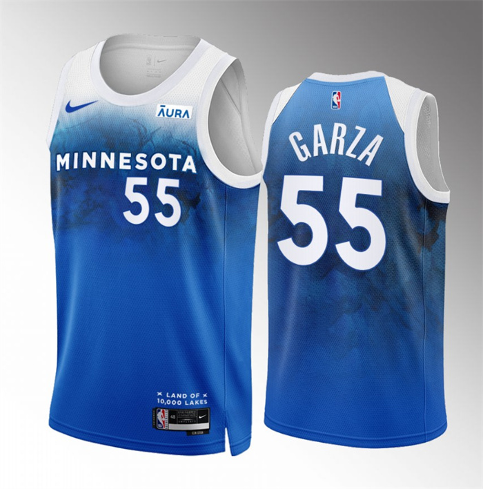 Men's Minnesota Timberwolves #55 Luka Garza Blue 2023/24 City Edition Stitched Jersey Men's Minnesota Timberwolves #55 Luka Garza Blue 2023/24 City Edition Stitched Jersey