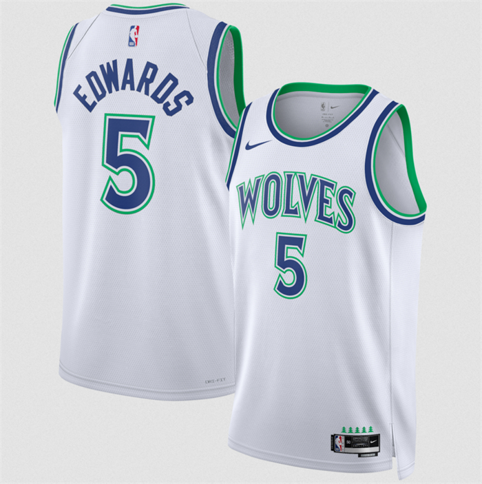Men's Minnesota Timberwolves #5 Anthony Edwards White 2026/27 Association Edition Stitched Basketball Jersey