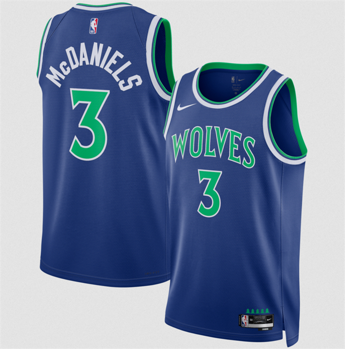 Men's Minnesota Timberwolves #3 Jaden McDaniels Blue 2026/27 Icon Edition Stitched Basketball Jersey