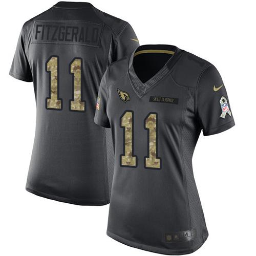 Nike Cardinals #11 Larry Fitzgerald Black Women's Stitched NFL Limited 2016 Salute to Service Jersey Nike Cardinals #11 Larry Fitzgerald Black Women's Stitched NFL Limited 2016 Salute to Service Jersey