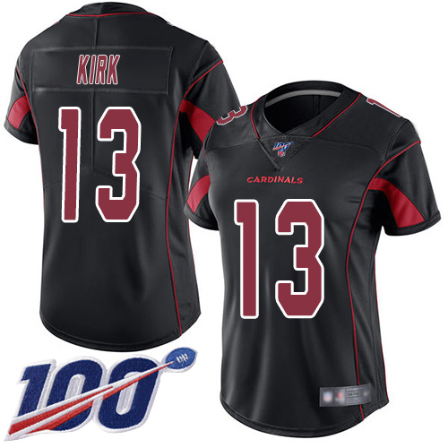 Nike Cardinals #13 Christian Kirk Black Women's Stitched NFL Limited Rush 100th Season Jersey Nike Cardinals #13 Christian Kirk Black Women's Stitched NFL Limited Rush 100th Season Jersey