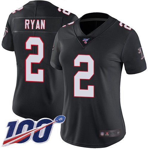 Nike Falcons #2 Matt Ryan Black Alternate Women's Stitched NFL 100th Season Vapor Limited Jersey Nike Falcons #2 Matt Ryan Black Alternate Women's Stitched NFL 100th Season Vapor Limited Jersey