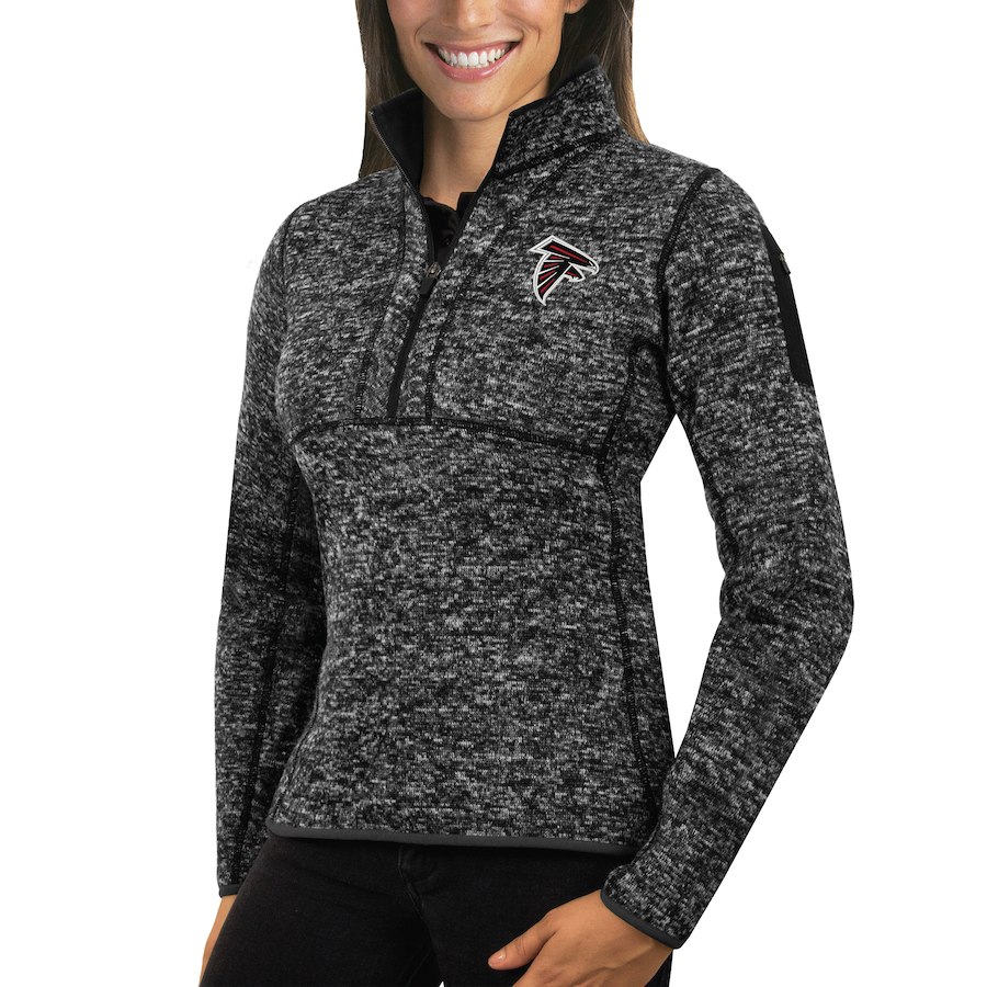 Atlanta Falcons Antigua Women's Fortune Half-Zip Sweater Heather Black Atlanta Falcons Antigua Women's Fortune Half-Zip Sweater Heather Black