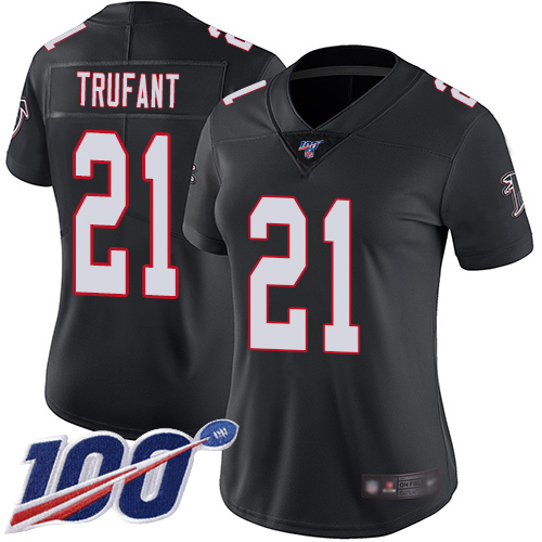 Nike Falcons #21 Desmond Trufant Black Alternate Women's Stitched NFL 100th Season Vapor Limited Jersey Nike Falcons #21 Desmond Trufant Black Alternate Women's Stitched NFL 100th Season Vapor Limited Jersey