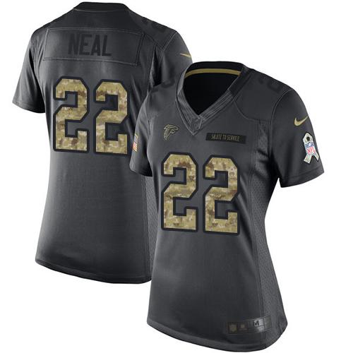 Nike Falcons #22 Keanu Neal Black Women's Stitched NFL Limited 2016 Salute to Service Jersey Nike Falcons #22 Keanu Neal Black Women's Stitched NFL Limited 2016 Salute to Service Jersey