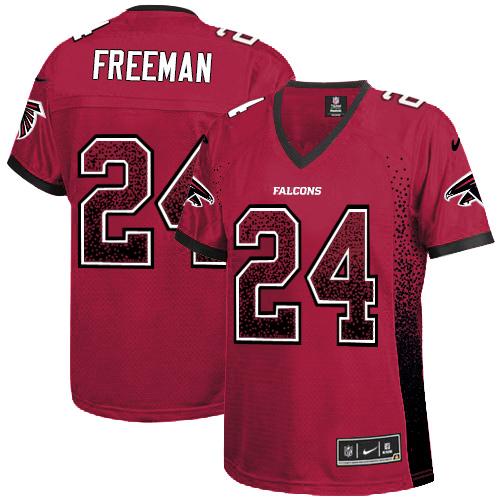 Nike Falcons #24 Devonta Freeman Red Team Color Women's Stitched NFL Elite Drift Fashion Jersey Nike Falcons #24 Devonta Freeman Red Team Color Women's Stitched NFL Elite Drift Fashion Jersey
