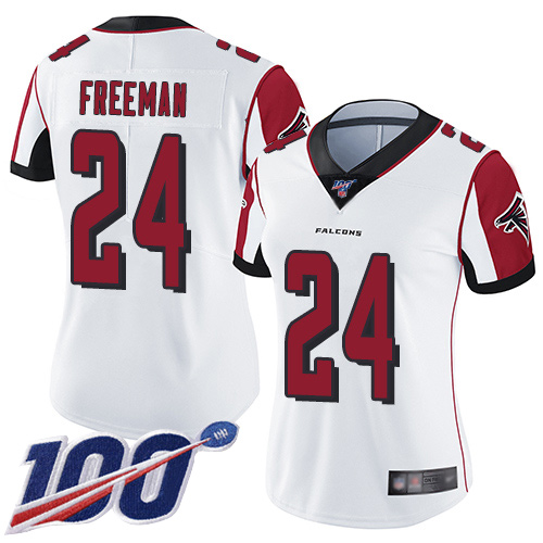 Nike Falcons #24 Devonta Freeman White Women's Stitched NFL 100th Season Vapor Limited Jersey Nike Falcons #24 Devonta Freeman White Women's Stitched NFL 100th Season Vapor Limited Jersey