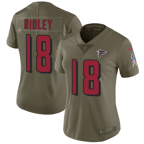 Nike Falcons #18 Calvin Ridley Olive Women's Stitched NFL Limited 2017 Salute to Service Jersey Nike Falcons #18 Calvin Ridley Olive Women's Stitched NFL Limited 2017 Salute to Service Jersey