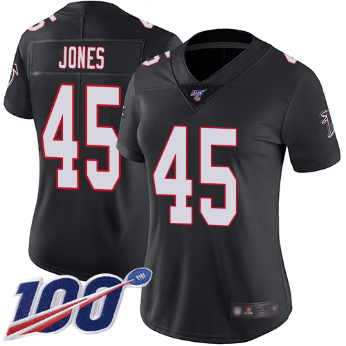 Nike Falcons #45 Deion Jones Black Alternate Women's Stitched NFL 100th Season Vapor Limited Jersey Nike Falcons #45 Deion Jones Black Alternate Women's Stitched NFL 100th Season Vapor Limited Jersey